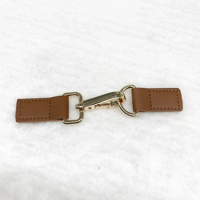 PU Leather Sew on Toggle Closure with Metal Buckle Snap Clip